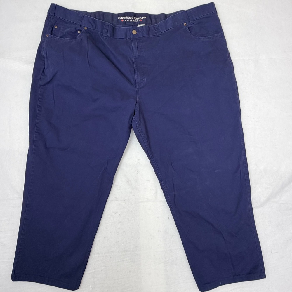 Harbor Bay Mens Navy Blue Continuous Comfort Waistband Pants 58x30 Stretch